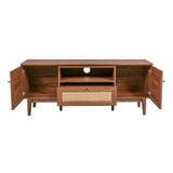 Bronte 59 in. Farmhouse Caned TV Stand with Drawer and Storage Doors Fits TVs up to 65 in. with Cable Management