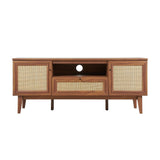 Bronte 59 in. Farmhouse Caned TV Stand with Drawer and Storage Doors Fits TVs up to 65 in. with Cable Management