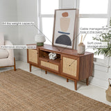 Bronte 59 in. Farmhouse Caned TV Stand with Drawer and Storage Doors Fits TVs up to 65 in. with Cable Management