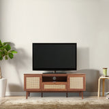 Bronte 59 in. Farmhouse Caned TV Stand with Drawer and Storage Doors Fits TVs up to 65 in. with Cable Management