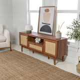 Bronte 59 in. Farmhouse Caned TV Stand with Drawer and Storage Doors Fits TVs up to 65 in. with Cable Management