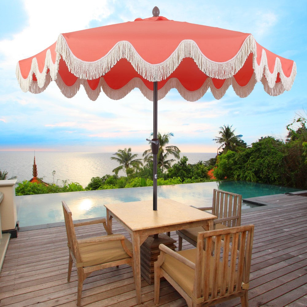 Gavin 9 ft. Classic Cottage Tassel Market Patio Umbrella