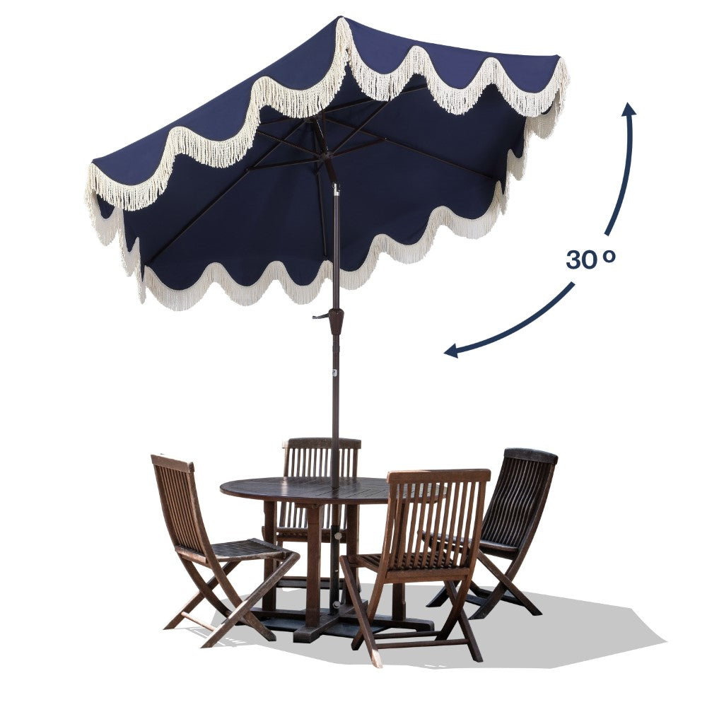 Gavin 9 ft. Classic Cottage Tassel Market Patio Umbrella