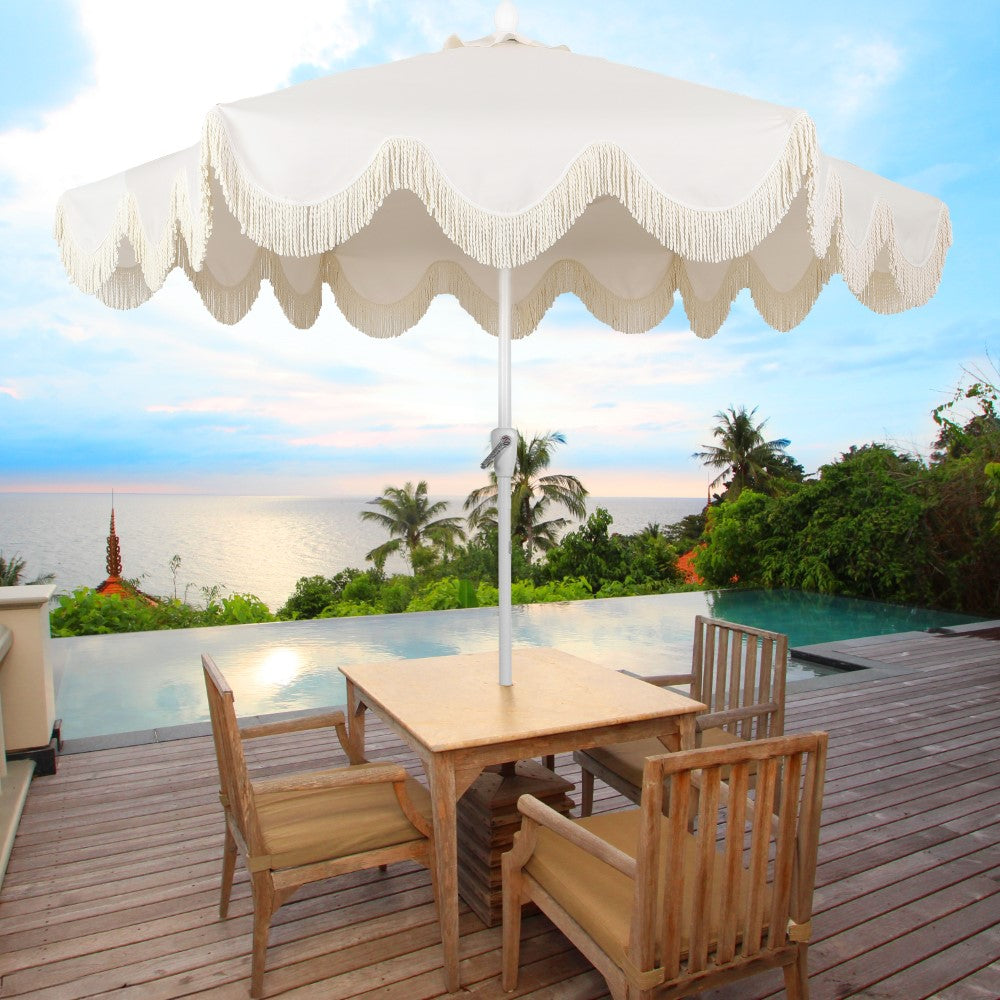 Gavin 9 ft. Classic Cottage Tassel Market Patio Umbrella