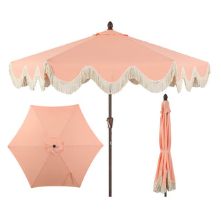 Gavin 9 ft. Classic Cottage Tassel Market Patio Umbrella