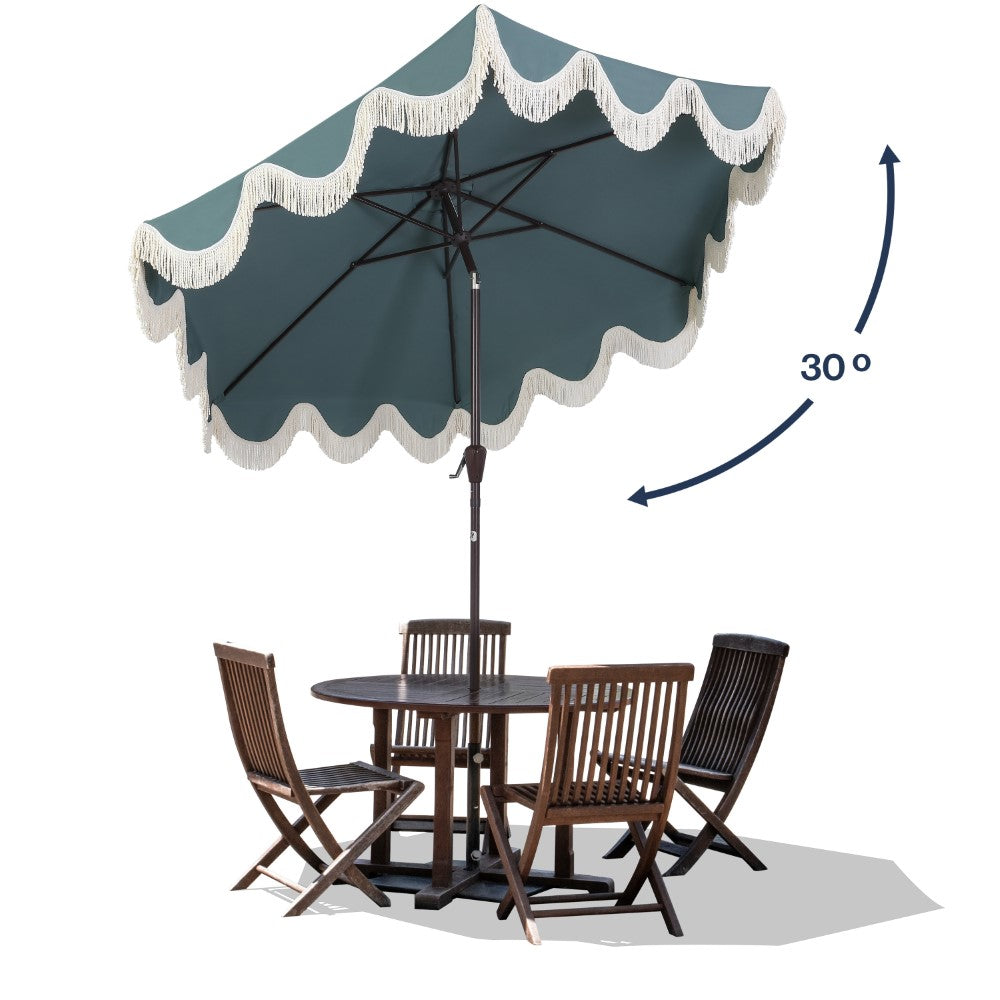 Gavin 9 ft. Classic Cottage Tassel Market Patio Umbrella