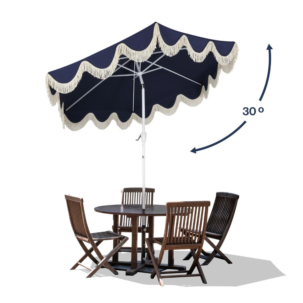 Gavin 9 ft. Classic Cottage Tassel Market Patio Umbrella