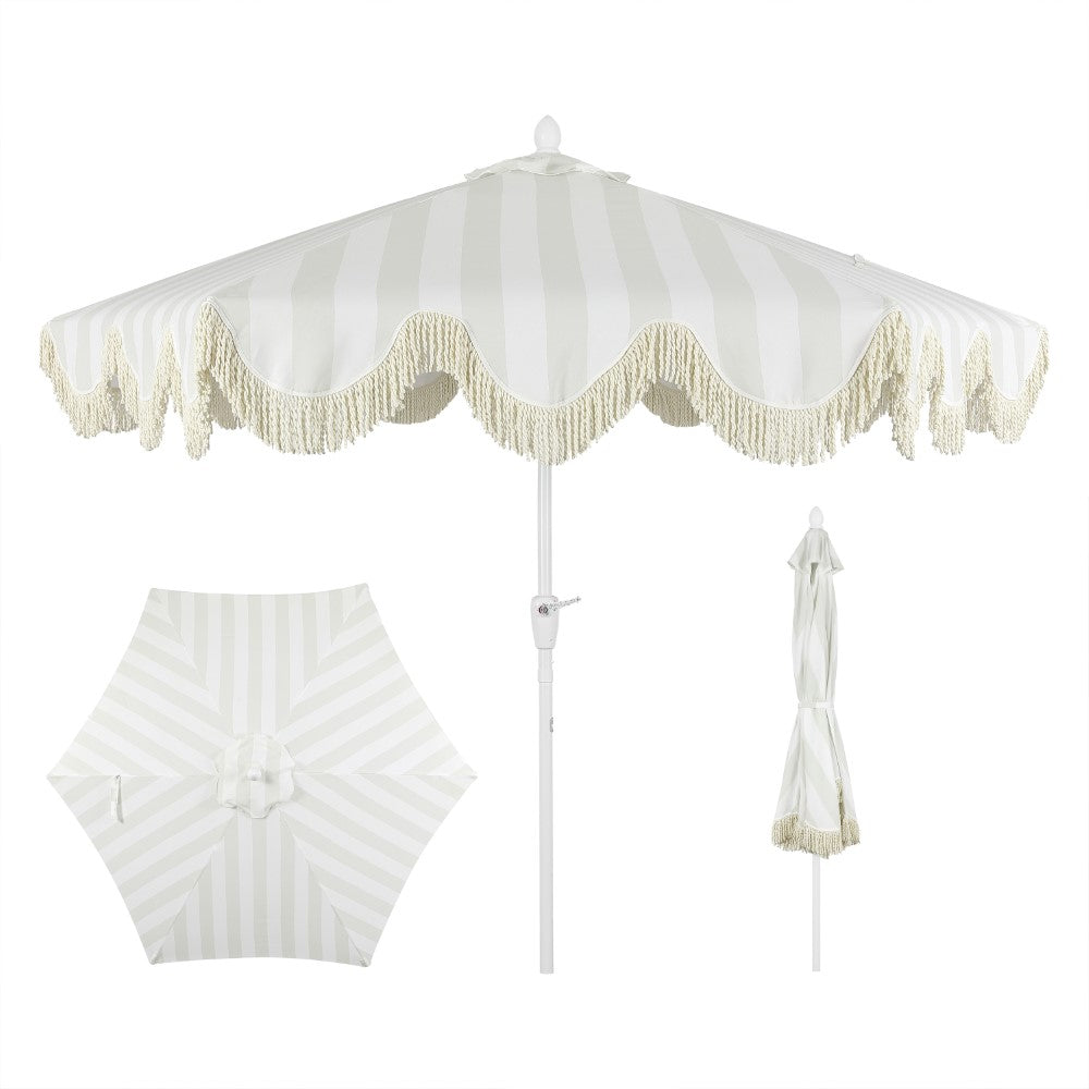 Gavin 9 ft. Classic Cottage Tassel Market Patio Umbrella