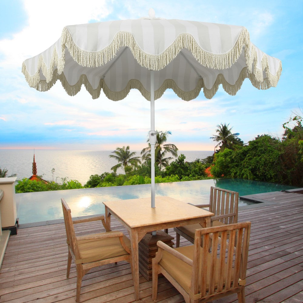 Gavin 9 ft. Classic Cottage Tassel Market Patio Umbrella
