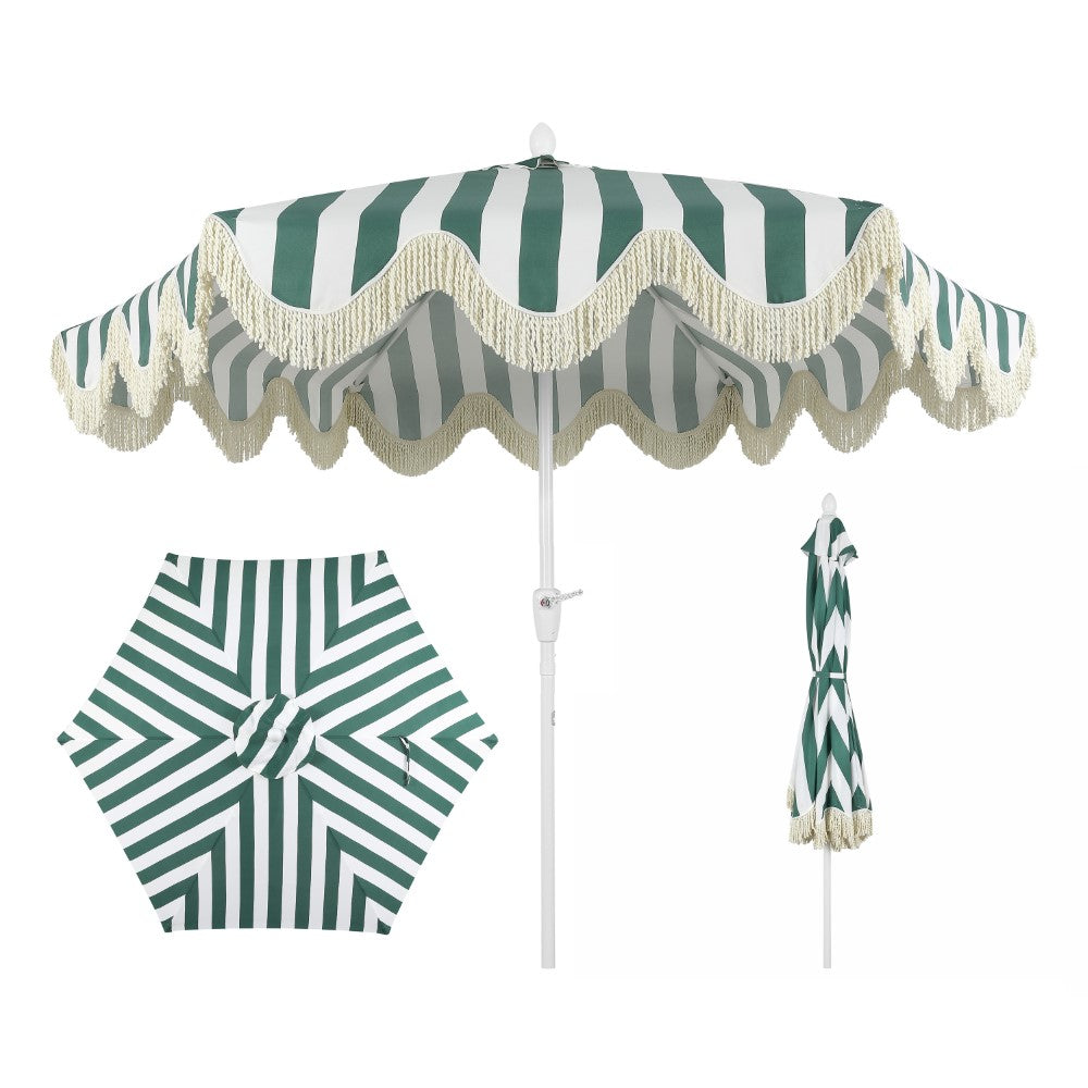 Gavin 9 ft. Classic Cottage Tassel Market Patio Umbrella