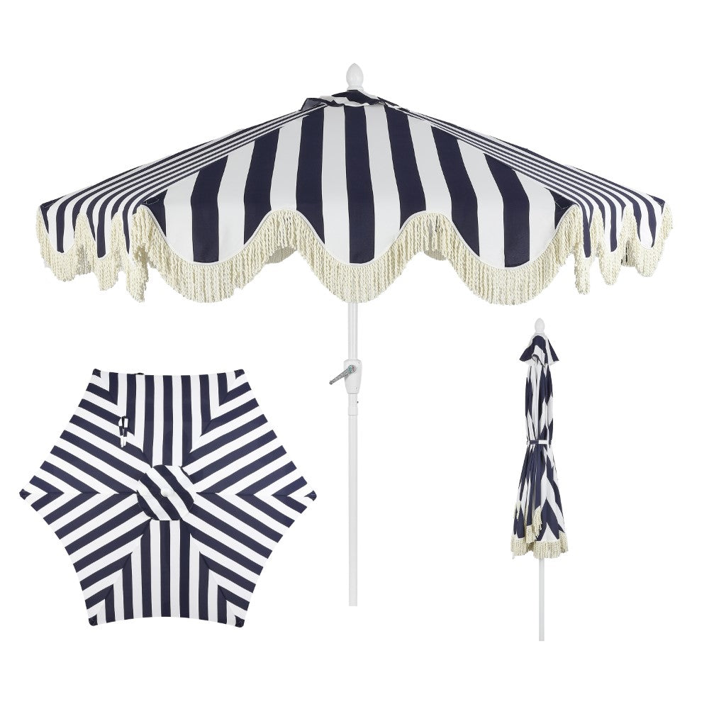 Gavin 9 ft. Classic Cottage Tassel Market Patio Umbrella