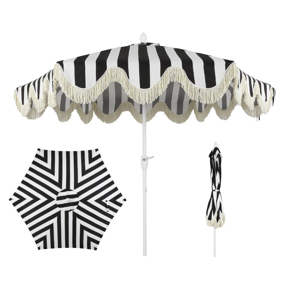 Gavin 9 ft. Classic Cottage Tassel Market Patio Umbrella