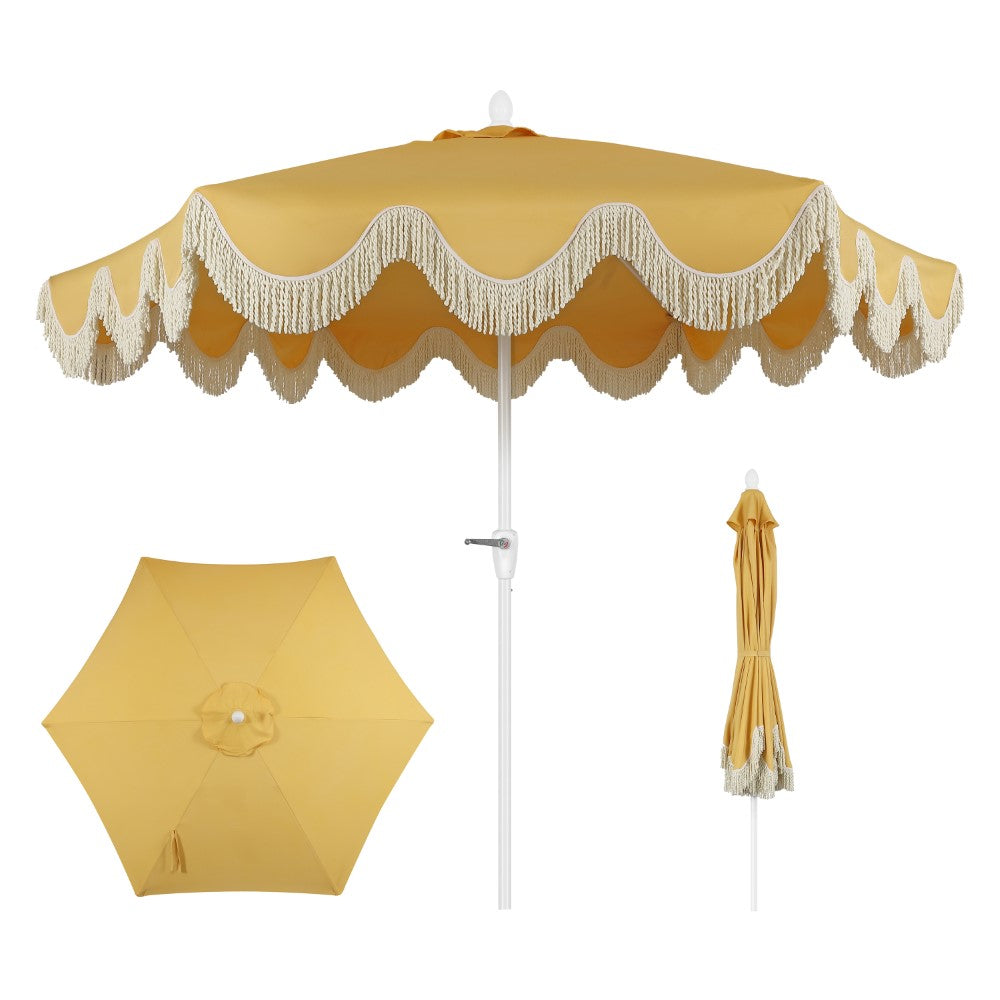 Gavin 9 ft. Classic Cottage Tassel Market Patio Umbrella