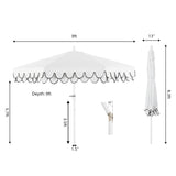 Hooli 9 ft. Classic MidCentury Scalloped Fringe Market Patio Umbrella