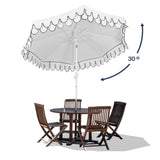 Hooli 9 ft. Classic MidCentury Scalloped Fringe Market Patio Umbrella