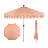 Hooli 9 ft. Classic MidCentury Scalloped Fringe Market Patio Umbrella