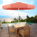 Hooli 9 ft. Classic MidCentury Scalloped Fringe Market Patio Umbrella