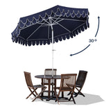 Hooli 9 ft. Classic MidCentury Scalloped Fringe Market Patio Umbrella