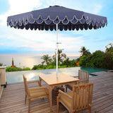 Hooli 9 ft. Classic MidCentury Scalloped Fringe Market Patio Umbrella