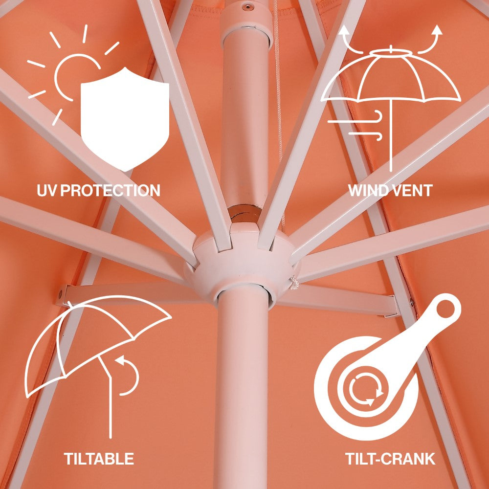 Hooli 9 ft. Classic MidCentury Scalloped Fringe Market Patio Umbrella