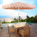 Hooli 9 ft. Classic MidCentury Scalloped Fringe Market Patio Umbrella