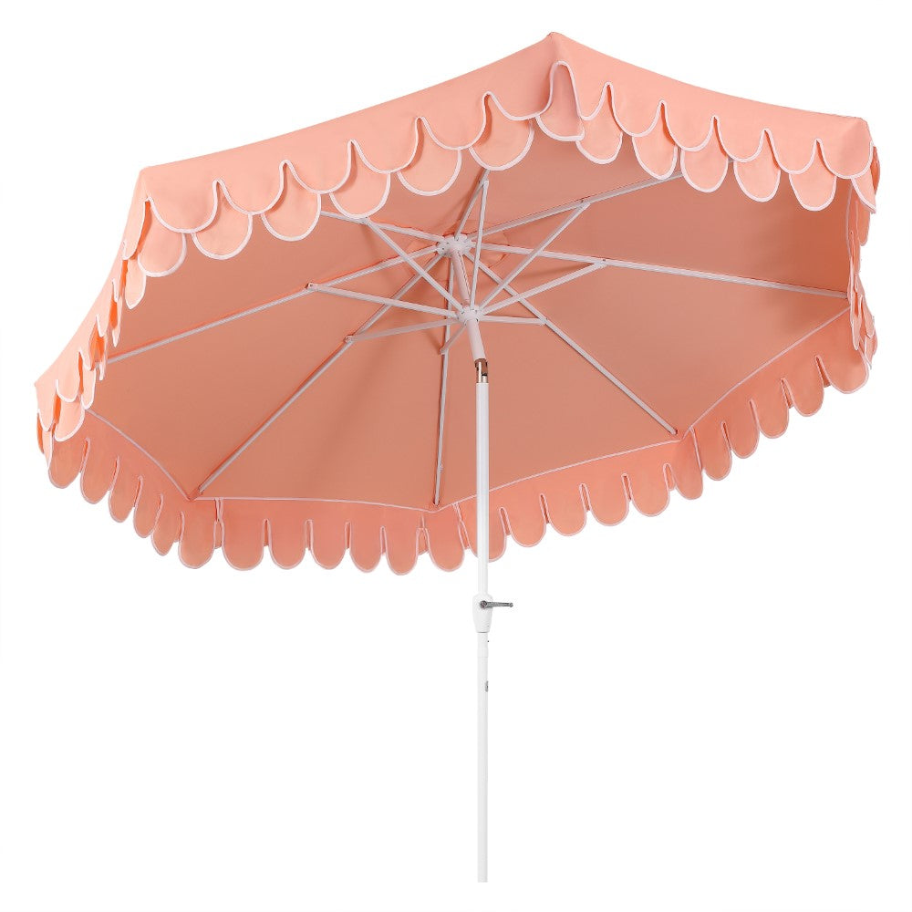 Hooli 9 ft. Classic MidCentury Scalloped Fringe Market Patio Umbrella