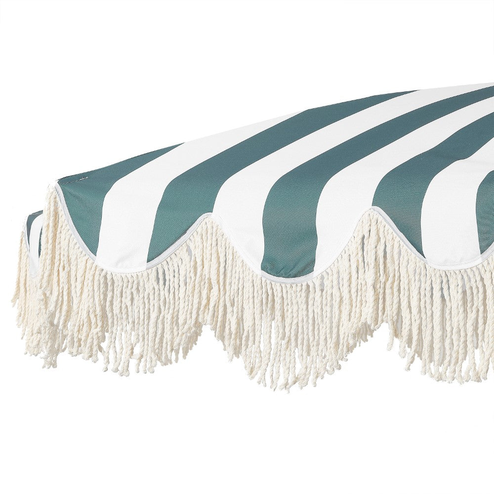 Juniper 6.5 ft. Classic Cottage Fringe Tassel Market Beach Umbrella