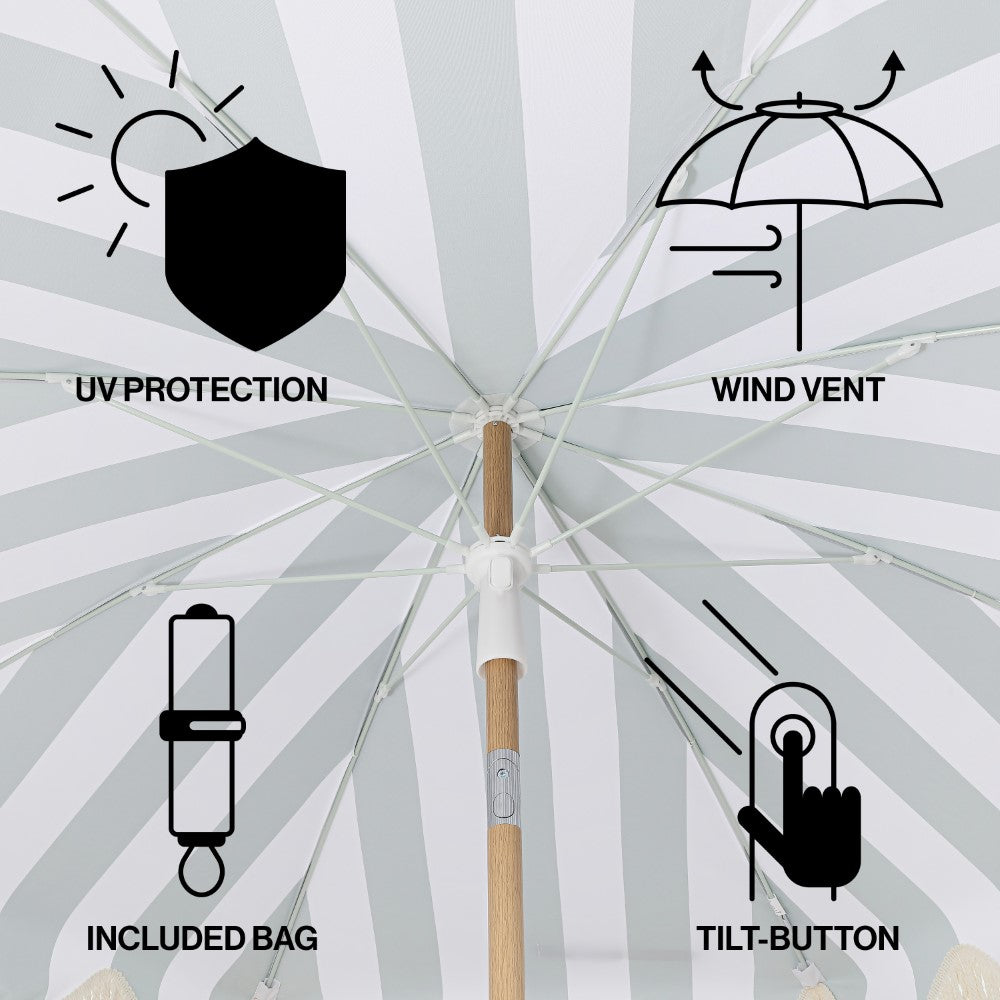 Juniper 6.5 ft. Classic Cottage Fringe Tassel Market Beach Umbrella
