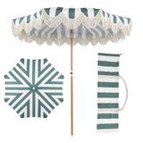 Juniper 6.5 ft. Classic Cottage Fringe Tassel Market Beach Umbrella