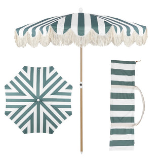Juniper 6.5 ft. Classic Cottage Fringe Tassel Market Beach Umbrella