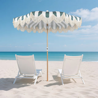 Juniper 6.5 ft. Classic Cottage Fringe Tassel Market Beach Umbrella