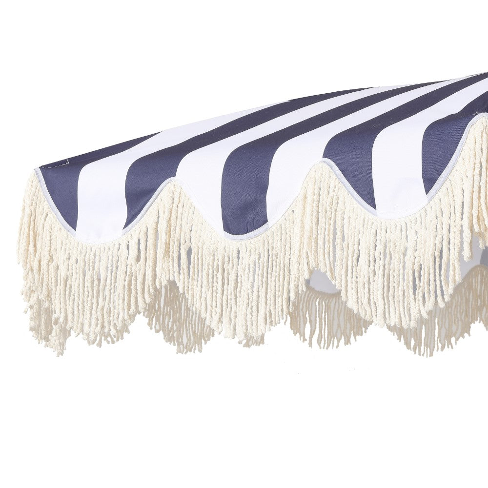 Juniper 6.5 ft. Classic Cottage Fringe Tassel Market Beach Umbrella