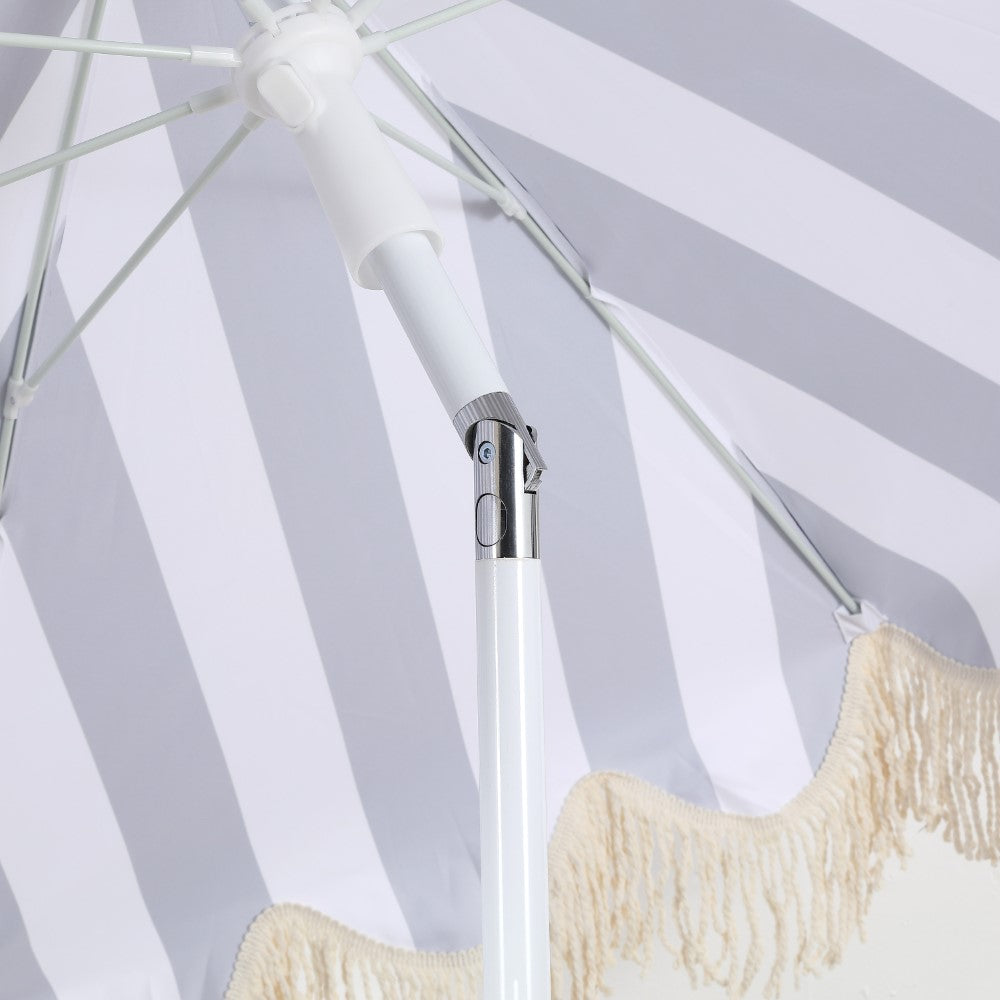Juniper 6.5 ft. Classic Cottage Fringe Tassel Market Beach Umbrella