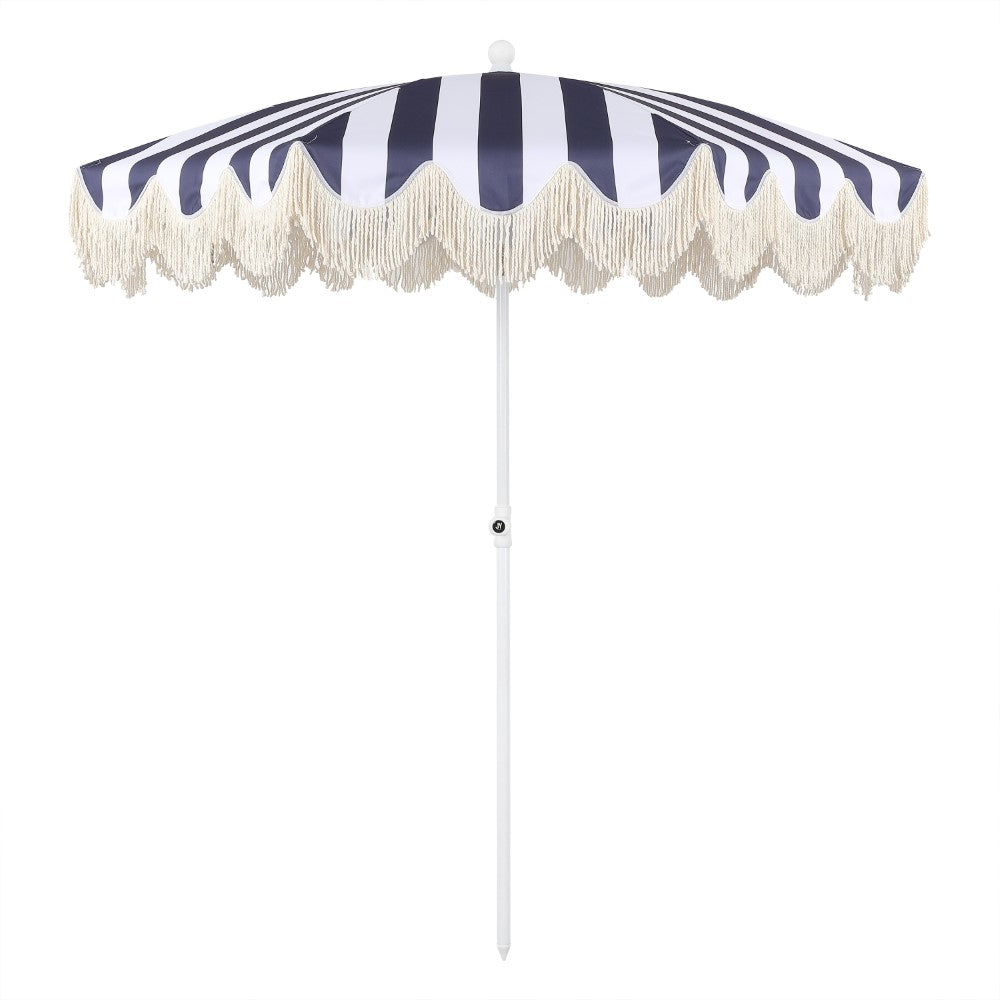 Juniper 6.5 ft. Classic Cottage Fringe Tassel Market Beach Umbrella