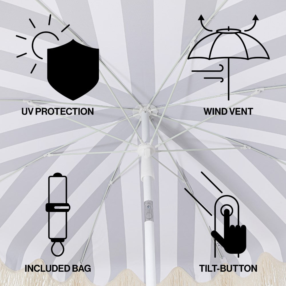 Juniper 6.5 ft. Classic Cottage Fringe Tassel Market Beach Umbrella