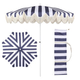 Juniper 6.5 ft. Classic Cottage Fringe Tassel Market Beach Umbrella
