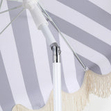 Juniper 6.5 ft. Classic Cottage Fringe Tassel Market Beach Umbrella