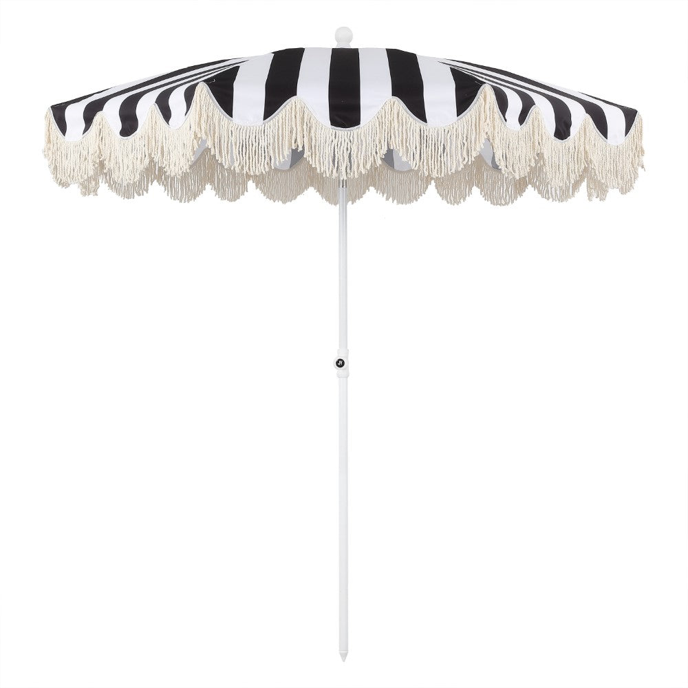 Juniper 6.5 ft. Classic Cottage Fringe Tassel Market Beach Umbrella
