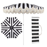 Juniper 6.5 ft. Classic Cottage Fringe Tassel Market Beach Umbrella