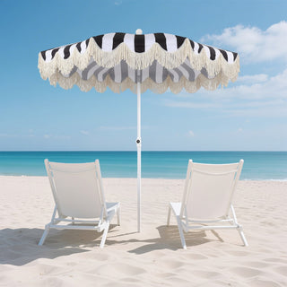 Juniper 6.5 ft. Classic Cottage Fringe Tassel Market Beach Umbrella