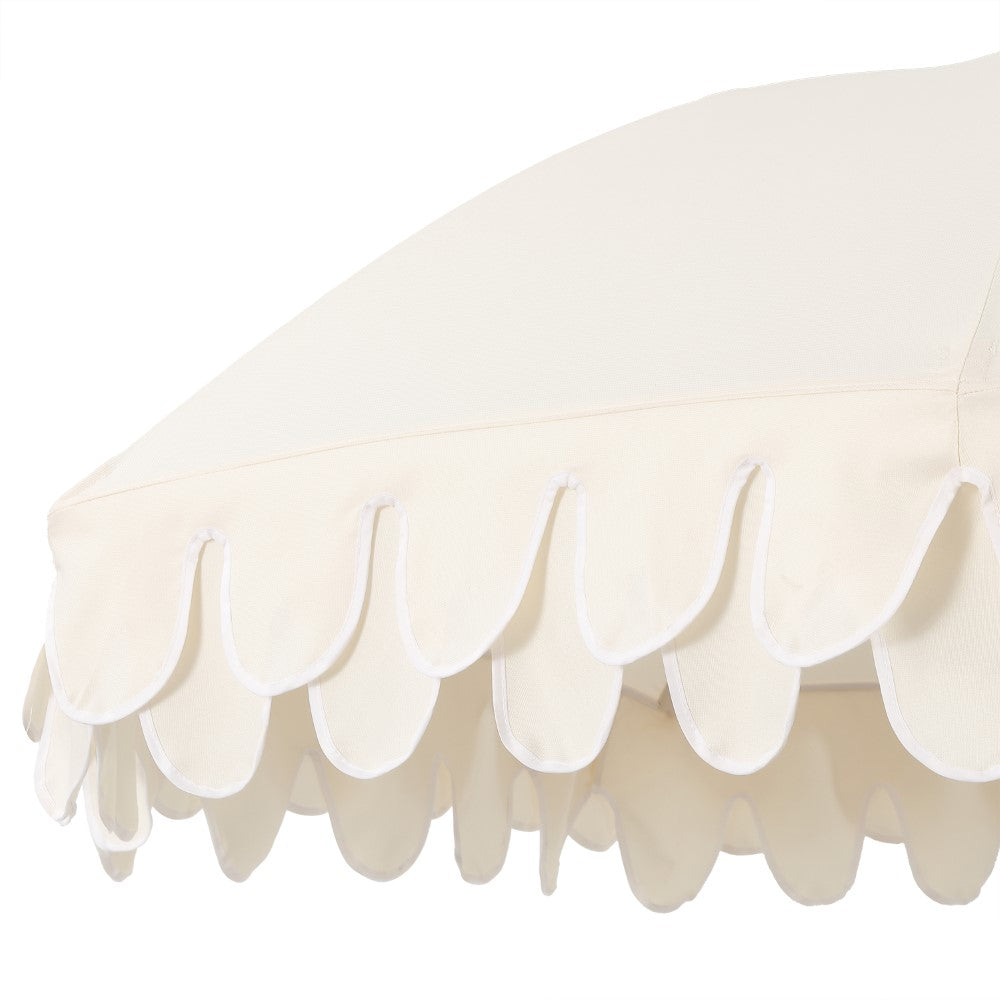 Terra 6.5 ft. Classic MidCentury Scalloped Fringe Market Beach Umbrella