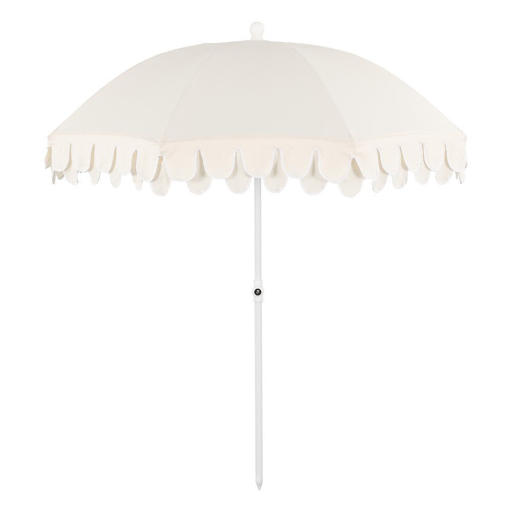 Terra 6.5 ft. Classic MidCentury Scalloped Fringe Market Beach Umbrella