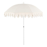 Terra 6.5 ft. Classic MidCentury Scalloped Fringe Market Beach Umbrella