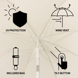 Terra 6.5 ft. Classic MidCentury Scalloped Fringe Market Beach Umbrella