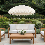 Terra 6.5 ft. Classic MidCentury Scalloped Fringe Market Beach Umbrella