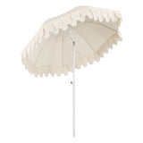 Terra 6.5 ft. Classic MidCentury Scalloped Fringe Market Beach Umbrella