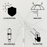 Terra 6.5 ft. Classic MidCentury Scalloped Fringe Market Beach Umbrella