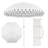 Terra 6.5 ft. Classic MidCentury Scalloped Fringe Market Beach Umbrella