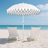 Terra 6.5 ft. Classic MidCentury Scalloped Fringe Market Beach Umbrella