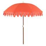 Terra 6.5 ft. Classic MidCentury Scalloped Fringe Market Beach Umbrella